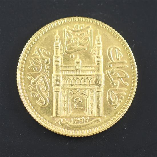 India, Princely States - Hyderabad, Mir Usman Ali Khan, Gold Ashrafi, AH 1344 Year, GEF
